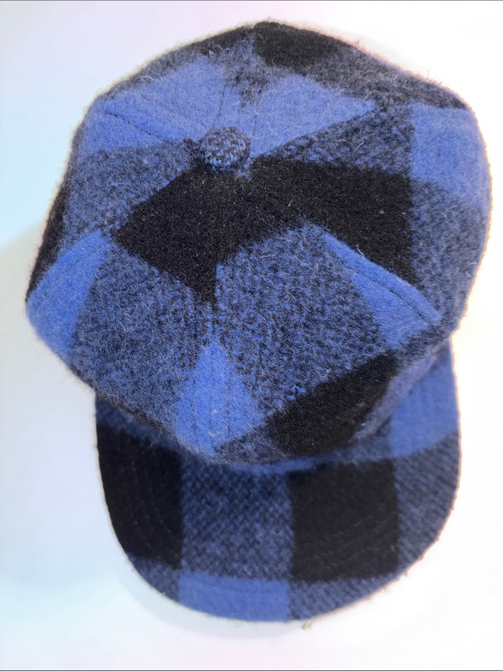 ViTG Made in the USA Blue and Black Buffalo Plaid  Cap Fold Down Ear Flaps SZ S